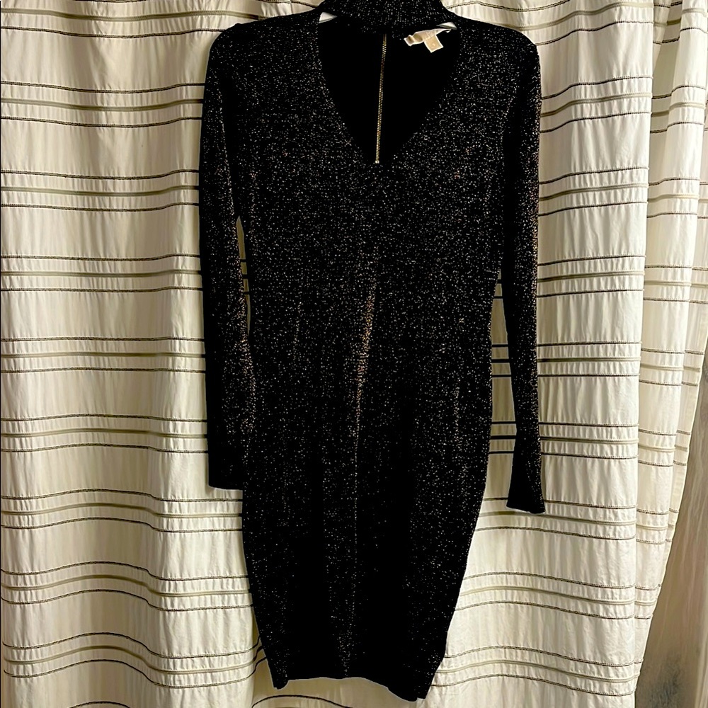 Elegant Black Glitter Sweater (thin) Dress Michael Kors size small